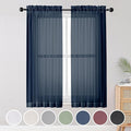 OWENIE Blue Sheer Curtains, Sheer Curtains 63 inch Length 2 Panels Set, Rod Pocket Voile Fimly Sheer Drapes for Living Room/Bedroom, 2pcs, Each 42" W x 63" L, Navy Blue