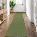KOZYFLY Runners for Hallways 2x8 ft Washable Kitchen Runner Non Slip Rubber Backed Hall Runners Cotton Entryway Runner Rugs Floor Carpet for Indoor Backdoor Bedroom Kitchen, Bright Green/Earthy Green
