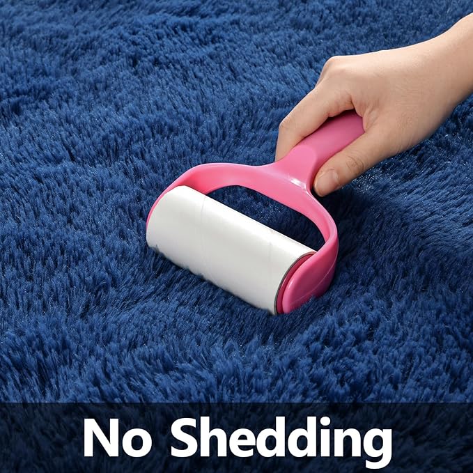 Deerhoo Shag Area Rug, 4 X 6 Plush Fuzzy Rugs for Living Room, Ultra Soft Fluffy Furry Rug for Bedroom, Indoor Carpet Nursery Rugs for Kids Room Home Decor, Navy Blue