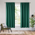 RYB HOME Bedroom Blackout Curtains 63 inches Long, 100% Blackout Thermal Insulated Noise Reducing Curtains for Living Room Nursury, 62 inches Wide by 63 inches Long, Dark Green