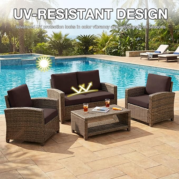 hyha 12Pcs Patio Cushion Covers, Stretch Outdoor Couch Cushion Covers Replacement, Washable Outdoor Chair/Sofa Slipcovers for Patio Furniture Cushions Protector with Elastic Bottom(Coffee,Cover Only)