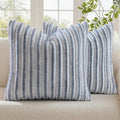 decorUhome Cozy Faux Fur Throw Pillow Covers 20x20 Set of 2 Decorative Soft Plush Striped Modern Farmhouse Boho Couch Pillow Cases with Velvet Back for Sofa Bed Living Room, Grey White
