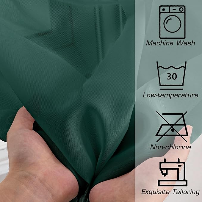 Simplebrand Hunter Green Sheer Curtains 96 Inches Long 2 Panels, Light Filtering Rod Pocket Solid Color Window Sheer Curtain Panels, Elegant Curtains & Drapes for Living Room, Bedroom, 42" W x 96" L