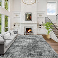 9x12 Area Rugs Washable Rug: Modern Abstract Living Room Rug Soft Anti-Skid Thin Carpet Indoor Floor Non-Shedding Carpets for Bedroom Dining Room Farmhouse Nursery Home Office Black