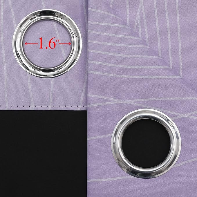 Estelar Textiler Lilac and Greyish White Ombre Blackout Curtains 102 Inches Long 2 Panels Set, Thermal Insulated Drapes for Bedroom,Full Light Blocking Grommet Curtains for Living Room,52Wx102L