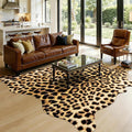 AROGAN Western Decor Faux Fur Leopard Rug, 6.2 x 7 Feet Premium Animal Skin Leopard Hide Rug, Sturdy Cheetah Print Rugs for Wall Decor, Western Floor Carpet for Bedroom Living Room, Black and Gold
