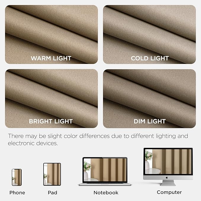Joydeco Blackout Patio Sliding Door Curtains 84 Inches Long, Grommet Privacy Room Divider Curtains, Extra Wide Thermal Blackout Drapes for Bedroom Living Room (Light Beige, 60Wx84L, 1 Panel)