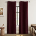 Guken Burgundy 100% Blackout Linen Curtains 84 Inch Length 2 Panels Set for Living Room Bedroom Back Tab Thermal Insulated Black Out Drapes Room Darkening Farmhouse Style for Bedroom Window Curtains