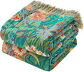 MSGKV Boho Throw Blanket 60"x80" Floral Blankets for Bed 100% Cotton Twin Size Couch Blanket Lightweight Farmhouse Muslin Spring Breathable Home Decor All Seasons