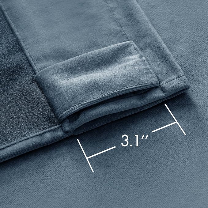 MIULEE Velvet Curtains 108 inches - Luxury Blackout Curtains for Bedroom Living Room Thermal Insulated Super Soft Window Drapes Rod Pocket & Back Tab, Stone Blue, W52 x L108 inches, 2 Panels