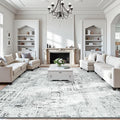 Rugflix 9x12 Washable Area Rugs, Neutral Boho Carpet Living Room Rug Non Slip Stain Resistant, Large Area Rug for Indoor Bedroom Dining Room Office, Blue/Grey