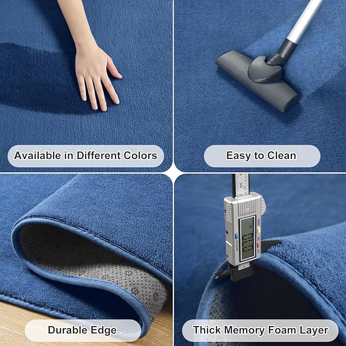Amearea Large Modern Area Rugs for Bedroom Living Room, 6x9 Feet Blue Thickened Memory Foam Rug, Fluffy Indoor Washable Rugs Non Slip Minimalist Carpet for Boys Girls Dorm Nursery Room Decor
