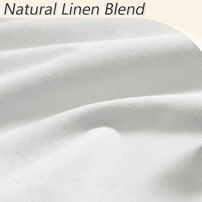 Guken White 100% Blackout Linen Curtains 52 Inch Wide by 70 Inch for Living Room Bedroom Back Tab Thermal Insulated Black Out Linen 2 Drapes Room Darkening Window Curtains