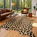 AROGAN Premium Leopard Print Rug 5.2x6.2 Feet, Machine Washable Faux Fur Cheetah Rug, Non-Slip Animal Print Hide Leopard Skin Area Rug for Bedroom Living Room Home Decor