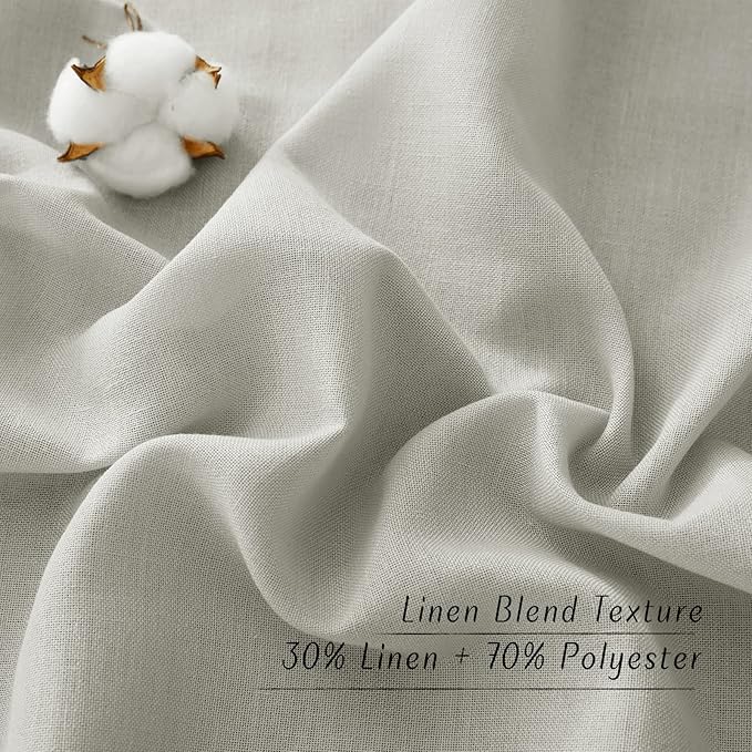 NICETOWN Linen 36 inch Curtains for Kitchen Window, Grommet Thick Flax Linen Gray Small Window Treatments Privacy Assured with Light Filtering for Cafe/Kids Room, W42 x L36, 2 Panels