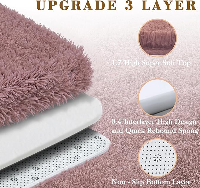 8x10 Area Rugs for Living Room Bedroom, Large Area Rug Shaggy Carpet Soft Plush Furry Bedside Rug, Rugs for Home Decor (Blush, 8 x 10)