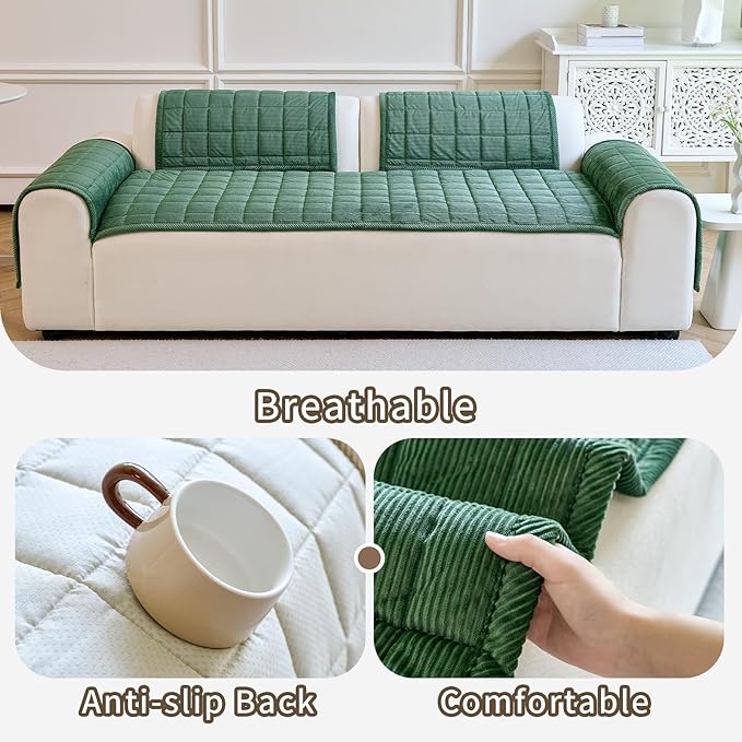Couch Covers for Dogs Washable, Non Slip Couch Covers for Loveseat Sofa Pet Friendly, Soft Fuzzy Sofa Covers for Pet, Dog Couch Cover Furniture Protector(1PC,Green,27.6"x82.7")