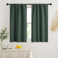 RYB HOME Blackout French Door Window Curtain Covering, Rod Pocket Thermal Insulated Privacy Non See Through Drapes for Bathroom Window, Width 29 by Length 45, Dark Green, 2 Panels