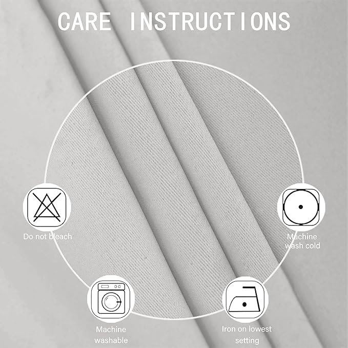 LEMOMO Light Grey Blackout Curtains 52 x 63 Inch Length/Set of 2 Curtain Panels/Thermal Insulated Room Darkening Blackout Curtains for Bedroom