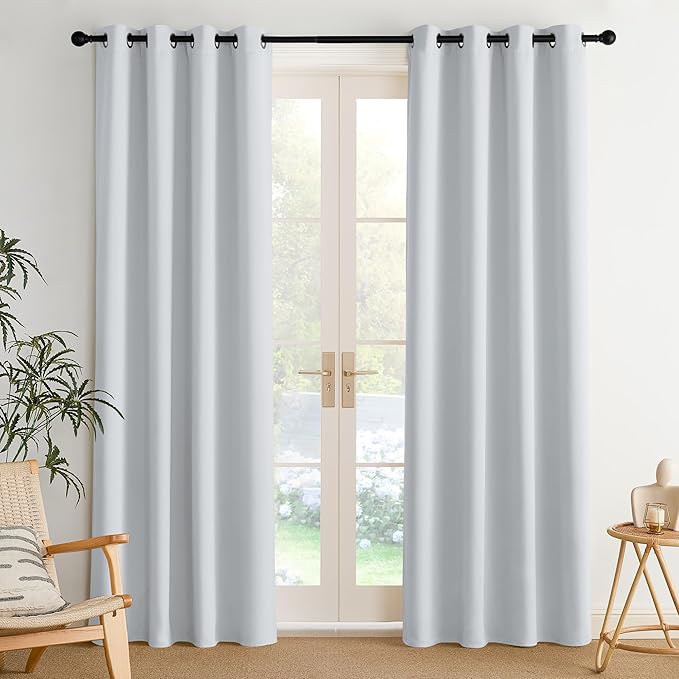 NICETOWN Room Darkening Draperies Curtains Panels, 2 Panels Greyish White W52 x L84