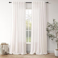 Ivory White Linen Curtains 108 Inches Long Back Tab Pocket Modern Farmhouse Linen Light Filtering Curtain Extra Long Semi Sheer Curtain Drapes for Living Room Bedroom 9Ft 52X108,2 Panels
