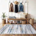 3x5 Area Rug Non-Slip: Washable Rugs for Hallway Entryway Kitchen Living Room Bedroom - Easy-to-Clean Stain and Water Resistant Carpet - Soft Low-Pile Throw Mat Navy Grey