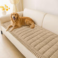 hyha Couch Covers for Dogs Washable, Non Slip Plush Dog Sofa Protectors, Fuzzy Pet Couch Covers for 3 Cushion Sofa Pet Friendly (Khaki, 27.6" x 88")
