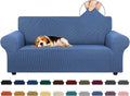 KEKUOU Stretch Loveseat Sofa Cover Slipcover,Couch Covers for 2 Cushion Couch Sofa (55"-78") Furniture Protector Sofa with Elastic Bottom for Kids,Dog. Jacquard Small Checked (Medium,Riverside)