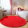 ONASAR Red Round Rugs 5ft for Bedroom Living Room, Fluffy Circle Area Rug for Kids Girls Boys Teen, Soft Plush Shaggy Carpet for Nursery Dorm Classroom Playroom Home Decor Aesthetic