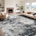 XLUEZ 9x12 Area Rug for Living Room, Washable Modern Abstract Large Area Rug Neutral Soft Non Slip Kids Rug Stain Resistant Indoor Carpet for Bedroom Dining Room Playroom Office(Black, 9'x12')