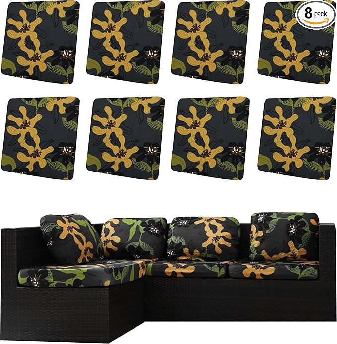 Outdoor Cushion Covers Set,8PCS Patio Furniture Couch Seat Slipcovers, Replacement for Sofa Sectional Chair(Cover，Only)