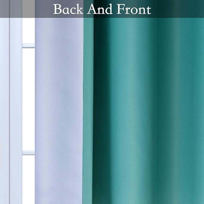 SimpleHome Ombre Room Darkening Curtains for Bedroom, Light Blocking Gradient Teal to Grey White Thermal Insulated Grommet Window Curtains/Drapes for Living Room,2 Panels, 52x84 inches Length
