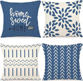 YCOLL Pillow Covers 20x20 Set of 4, Modern Sofa Throw Pillow Cover, Decorative Outdoor Linen Fabric Pillow Case for Couch Bed Car，Light Blue