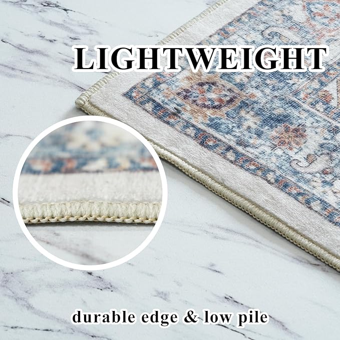 Hallway Washable Runner Rug - 2'6x12 Kitchen Rugs Entryway Rug Runner Vintage Soft Floor Mat Non Slip Indoor Farmhouse Carpet for Bathroom Living Room Bedroom (2'6''x12', Brick)