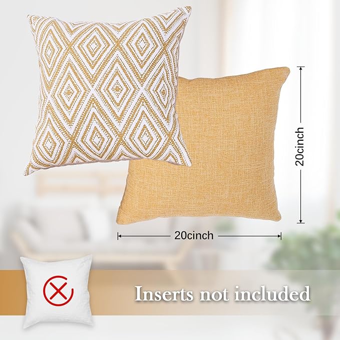 HPUK Decorative Throw Pillow Covers Set of 4 Couch Pillows Accent Cushion Cover for Couch Sofa Living Room, 20"x20" inches, Ochre