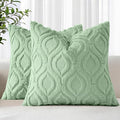 decorUhome Throw Pillow Covers 20x20 Inch Set of 2, Soft Plush Faux Wool Sage Green Solid Couch Pillow Covers, Accent Farmhouse Neutral Square Pillow Cases for Sofa Bed Living Room