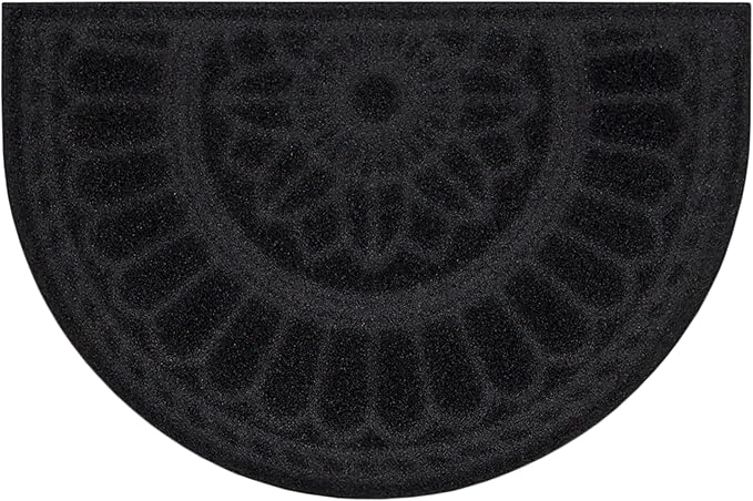 Mohawk Home Entryway Door Mat 2' X 3' All Weather Outdoor Non Slip Recycled Rubber Doormat, Rope Impressions Black