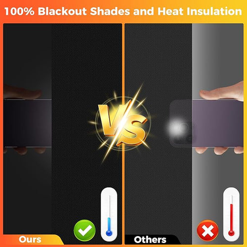 100% Blackout Curtains for Bedroom 2 Pack 118"x57" Portable Window Blinds Cover Adhesive Thermal Blackout Blinds No Drill Guard Blind Window Shades Temporary Room Darkening Shades for Skylight RV Dorm