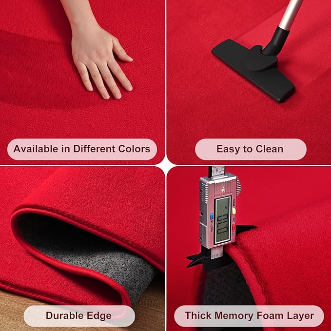 Amearea Large Modern Area Rugs for Bedroom Living Room, 6x9 Feet Red Thickened Memory Foam Rug, Fluffy Indoor Washable Rugs Non Slip Minimalist Carpet for Boys Girls Dorm Nursery Room Decor