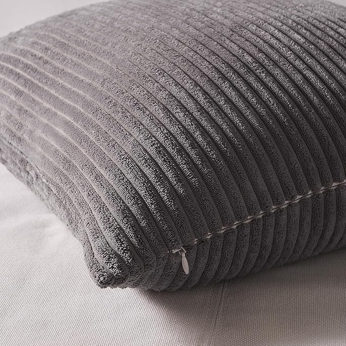 Topfinel Cushion Cover 50x50 cm Gray Set of 4 Corduroy Pillow Covers Cushion Cover Decorative Cushion Cover Sofa Cushion Deco for Sofa Bedroom Living Room Balcony Children Fluffy Gradient