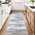 3x10 Washable Runner Rug for Family: Easy-to-Clean Runners for Hallway Entryway Bedroom - Stain and Water Resistant Rugs with Non-Slip Backing - Soft Low-Pile Carpet 10ft Navy Grey