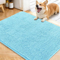 OLANLY Dog Door Mat for Muddy Paws 40x32, Absorbs Moisture and Dirt, Absorbent Non-Slip Washable Doormat, Quick Dry Chenille Mud Mat for Dogs, Entry Indoor Entryway Carpet for Inside Floor, Blue