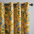 Extra Long 108 Inches Curtains for Large Window Luxury Mustard Yellow Floor To Ceiling Blackout Vintage Floral Hummingbird Fancy Grommet Drop Cloth Damask Drape for Living Room Dining 2 Pages 9FT