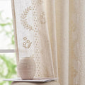 jinchan Belrose Linen Curtains for Bedroom Floral Curtains 63 Inch Length Linen Blend Ivory Embroidered Drapes Farmhouse Flower Patterned Drapes for Living Room Window Treatments Set 2 Panels