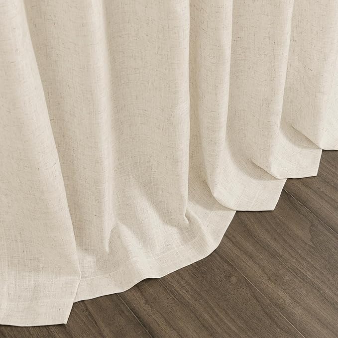 Nanspring Extra Long 120 Inch Curtains for Living Room Birch Beige Linen Light Filtering Semi Sheer Curtain Back Tab Modern Farmhouse Decor Floor to Ceiling High Window for Bedroom 52x120, 2 Panels