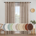 MIULEE Taupe Linen Curtains 84 Inch Length for Bedroom Living Room, Soft Thick Linen Textured Window Drapes Semi Sheer Light Filtering Rod Pocket Back Tab Burlap Look, 2 Panels, 37x84 Inches