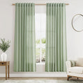 Nanspring Mist Sage Linen Curtains 72 Inch Length for Living Room Semi Sheer Light Filtering Door Drapes 2 Panels Set for Kids Bedroom Light Filtering Back Tab Rod Pocket Modern Farmhouse Decor 52x72