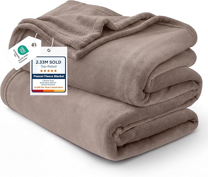 Bedsure GentleSoft Fleece Throw XL Blanket Mocha Brown - 300GSM Soft Lightweight Plush Cozy Blankets for Bed, Sofa, Couch, Travel, Camping, 50x70 inches