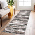 Lansny Modern Abstract Runner Rug 2x6, Dark Light Brown White Washable Kitchen Runner Non-Slip Soft Hallway Rug Runner Thin Print Faux Wool Carpet for Entryway Bedroom Laundry Room Indoor Home Decor