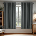Deconovo Blackout Curtains, Thermal Insulated, W70 x L63 2 Panels, Back Tab, Machine Washable, Room-Darkening Drapes for Bedroom/Living Room Dark Grey